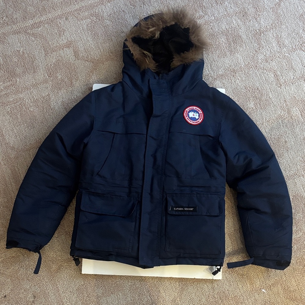 Canada Goose Navy Down Parka with Fur-Trim Hood
